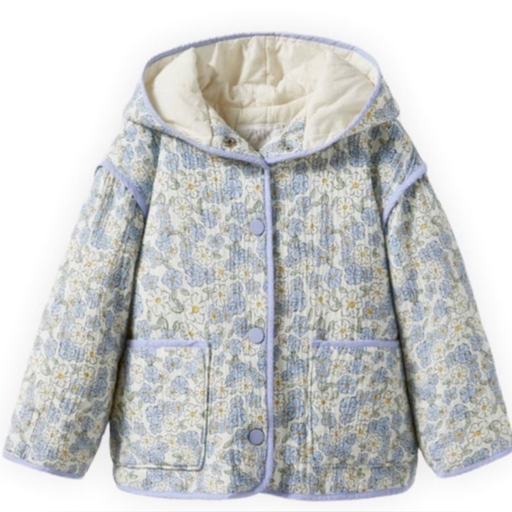 ZARA Kids | NWOT FLORAL TEXTURED PADDED JACKET 4-5 y
